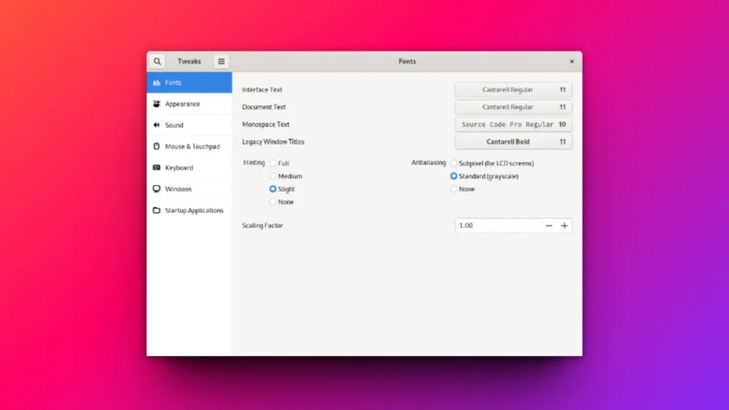 Install GNOME Tweaks